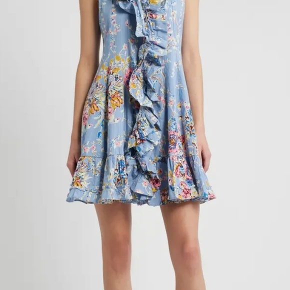 Blue Floral Ruffle Dress - Picture 3 of 6